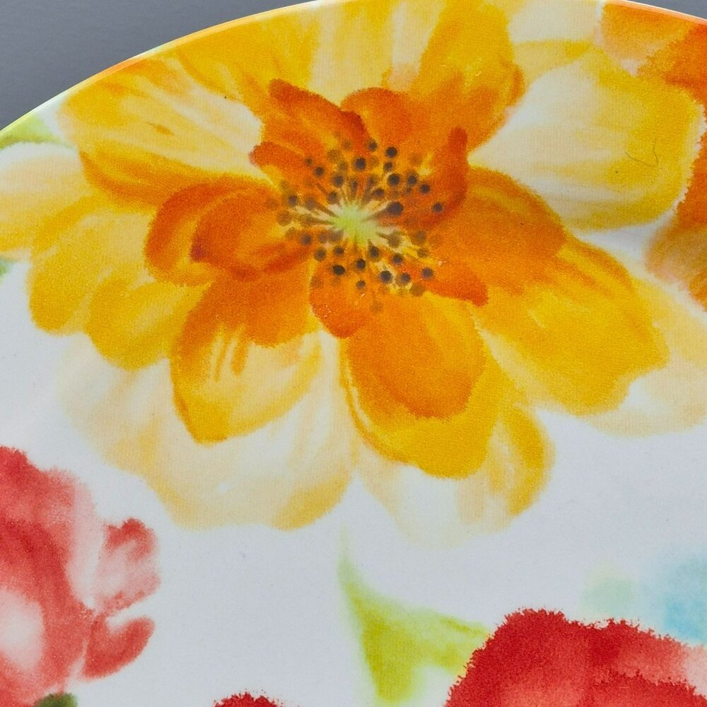 Pier 1 Imports Amelia Floral Dinner Plate, Bright Colored Flowers, Ironstone - Picture 5 of 11
